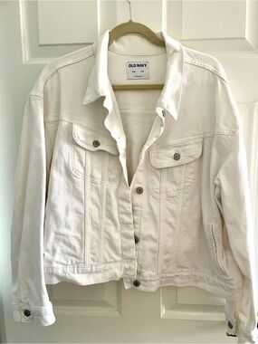 Old Navy White Denim Jacket - Classic Button-Front Jean Jacket
